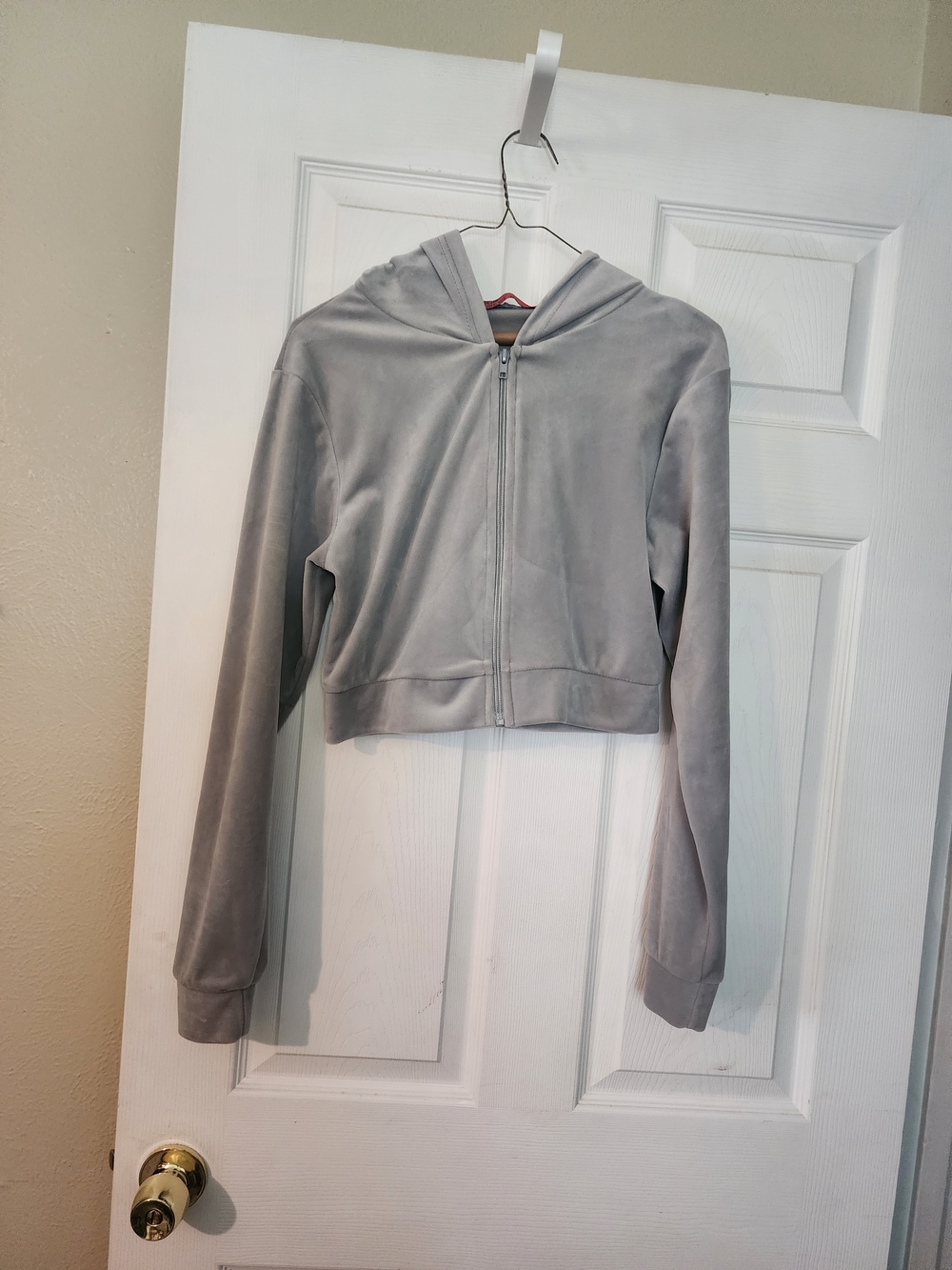 Grey Hooded Zip-Up Jacket - Women's Lightweight Cropped Coat